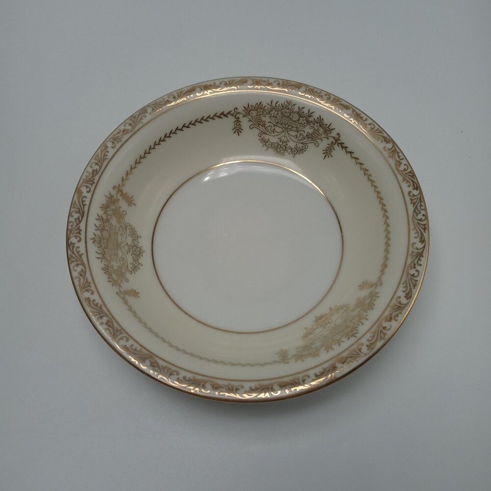 Noritake Bancroft Fruit Dessert Bowl Gold Flower Basket Japan Vintage
